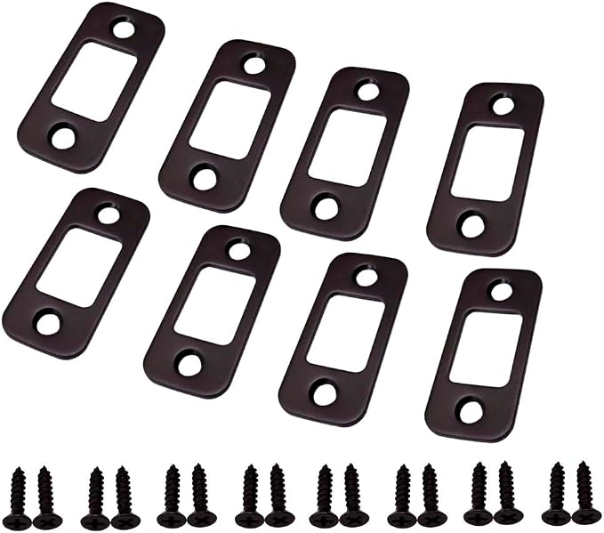 Solid Brass Deadbolt Strike Plate, Door Backplate, Round Corner, Oil-Rubbed by QCAAHardware