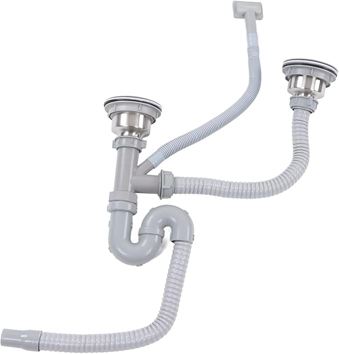 Kitchen Double Sink Drain Kit, 11cm Flexible Sink Drain Pipe Kitchen Sink by HAOHIZE