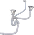 Kitchen Double Sink Drain Kit, 11cm Flexible Sink Drain Pipe Kitchen Sink by HAOHIZE