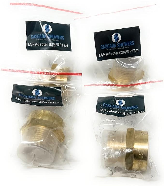 Cascada Lead-Free Brass Adapter, G Thread British BSPP Male to NPT Female |) by CascadaShowers