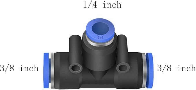 10 Pcs 3/8" x 1/4"x 3/8" Pneumatic T Shaped 3 Way Tube Reducer Connector - Image 2