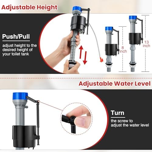 Saillong Universal Toilet Flusher Replacement Kit, Fill Valve, 2-Inch Flapper - Image 3