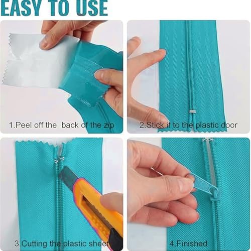 2 Pcs Dust Protector Zipper 7.6cm x Self Adhesive Home Renovation Dust Seal - Image 2