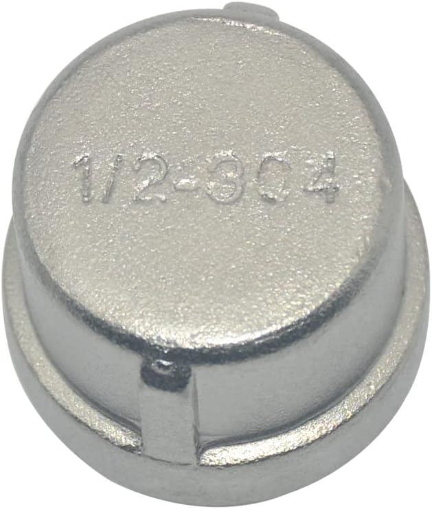 1/2" 0.5" Cap, NPT Female Threaded Cast Pipe Fitting, Stainless Steel 304 by Megairon