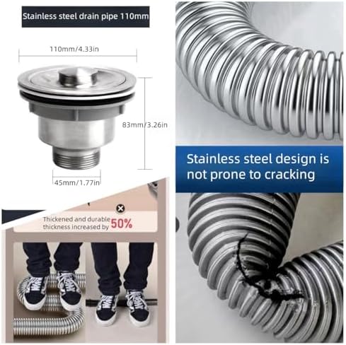 1 1/2 p trap, 201 stainless under sink plumbing kit, odor proofunder sink pipe - Image 3