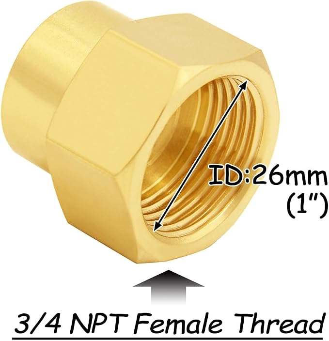 Uenede Brass 1/2" NPT Female to 3/4" NPT Female Reducer Adapter - Image 2