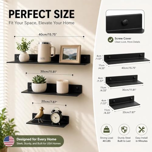 Z metnal Bathroom Shelf, Small Floating Wall Shelves, Decorative Ledge Shelf - Image 2