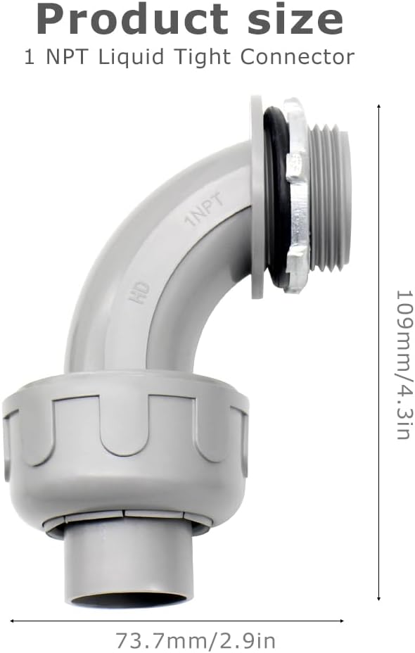 MAKERELE 5-Pack 1 Inch 90° PVC Liquid Tight Elbow Connectors - Image 2