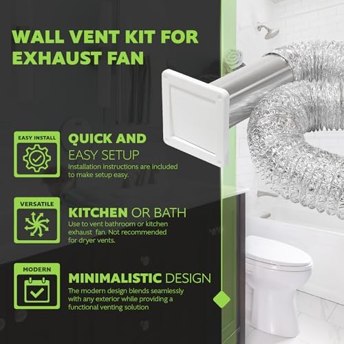 Homewerks Wall Vent Duct Kit for Exhaust Fan, Made in USA - Image 3