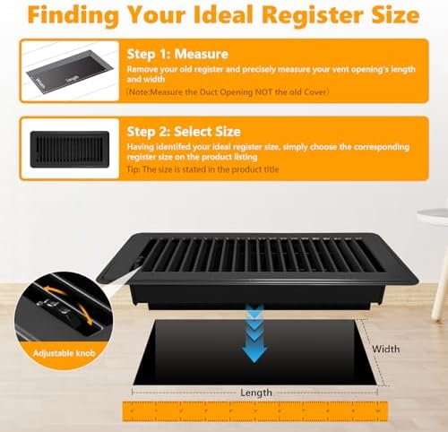 4 Pack Floor Vent Covers, Floor Register 4" x 10", Adjustable Decorative Vent - Image 4