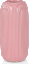 Ceramic Vase for Flowers – Modern Small Ribbed Textured Flower Vase for Home by RIKBVOM