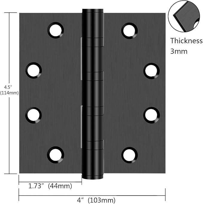 4.5in x 4in 304SS Door Hinges, Square Corners, Ball Bearing Hinge, Non - Image 2