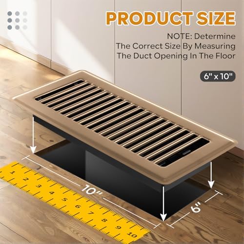 6x10 Floor Register, 4 Pack Brown Floor Vent Covers, Heavy Duty Steel Walkable - Image 2