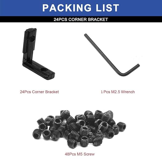 24pcs 2020 Extrusion Connector Corner Bracket Joint Black | 2020 Extruded - Image 3