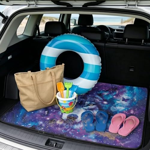 ELEQIN Galaxy Purple Wolf Car Trunk Mat Cargo Liner - Image 2