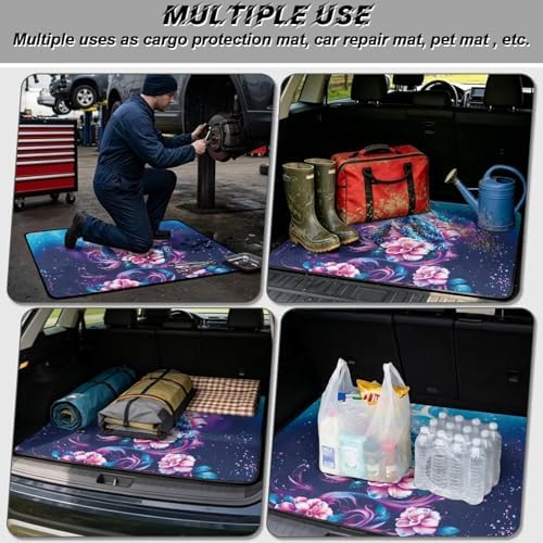 Pink Flower Turtle Universal Cargo Liner Gardening Trunk Mat Waterproof Cargo - Image 3