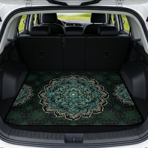 Green Boho Heavy Duty Trunk Mat 29"x39" by Darisoco