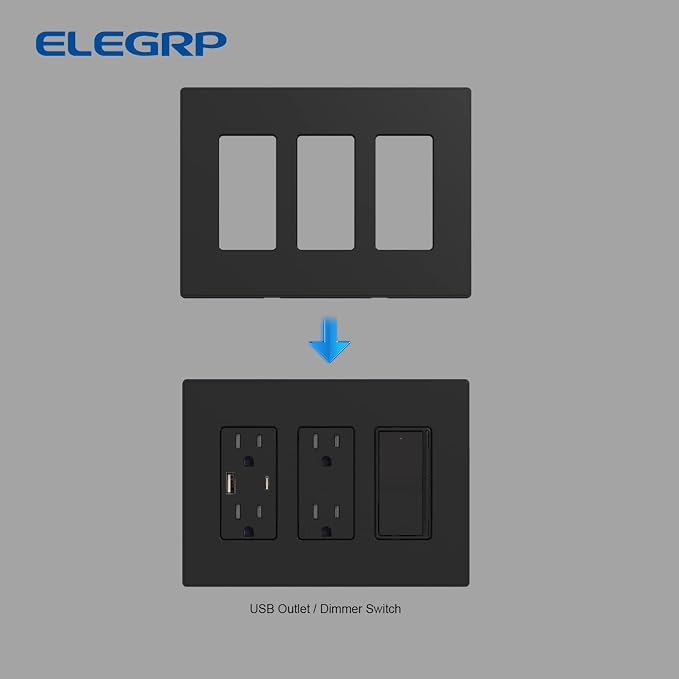 ELEGRP 3-Gang Screwless Decorative Wall Plates, Mid-Size Unbreakable - Image 6