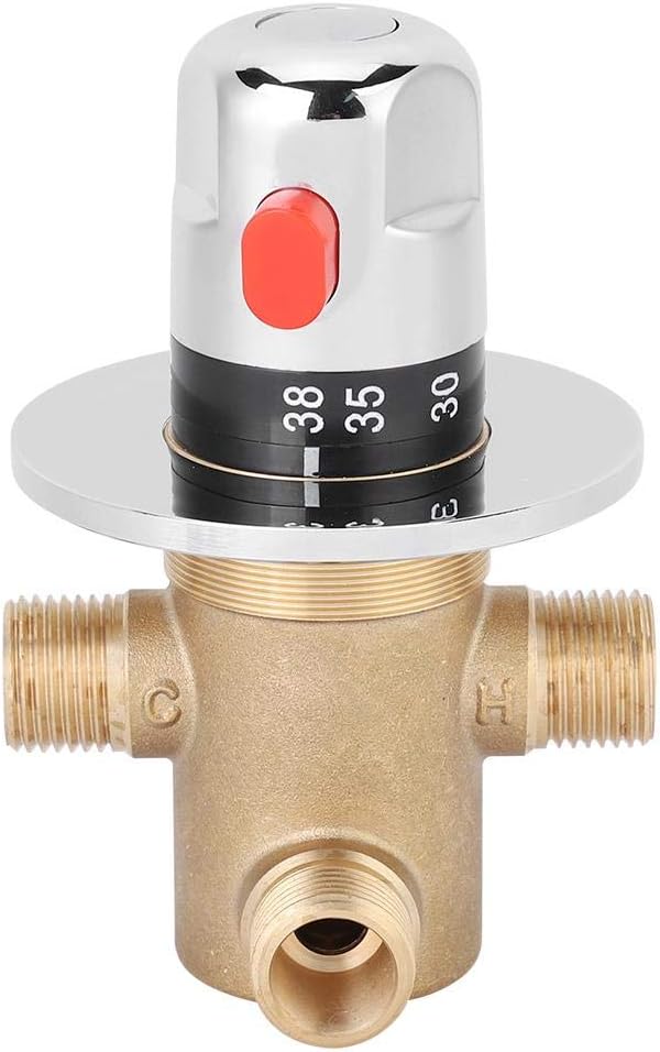 3 Way Thermostatic Valve, G1/2in 3 Way Brass Thermostatic Mixing Valve Faucet by Unknown