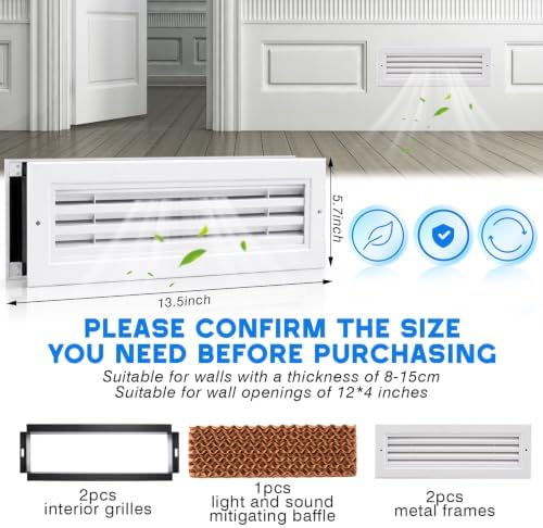 12"x4" Return Air Pathway Vent Kit, 95% Sound & Light Blocking, 5-piece Wall - Image 2