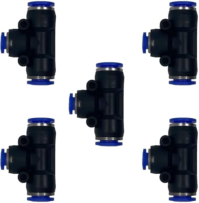 5 Pcs 1/2" x 3/8"x 1/2" Pneumatic T Shaped 3 Way Tube Reducer Connector by ROZESAZZ