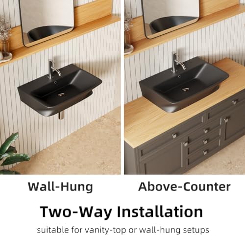 24"W x 17"D Matte Black Wall Mount Sink - Image 3