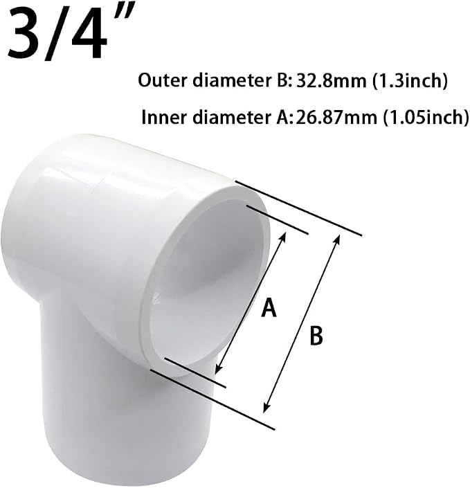 3/4“ Slip Tee PVC Fitting, Furniture Grade PVC DIY Connector - Image 2
