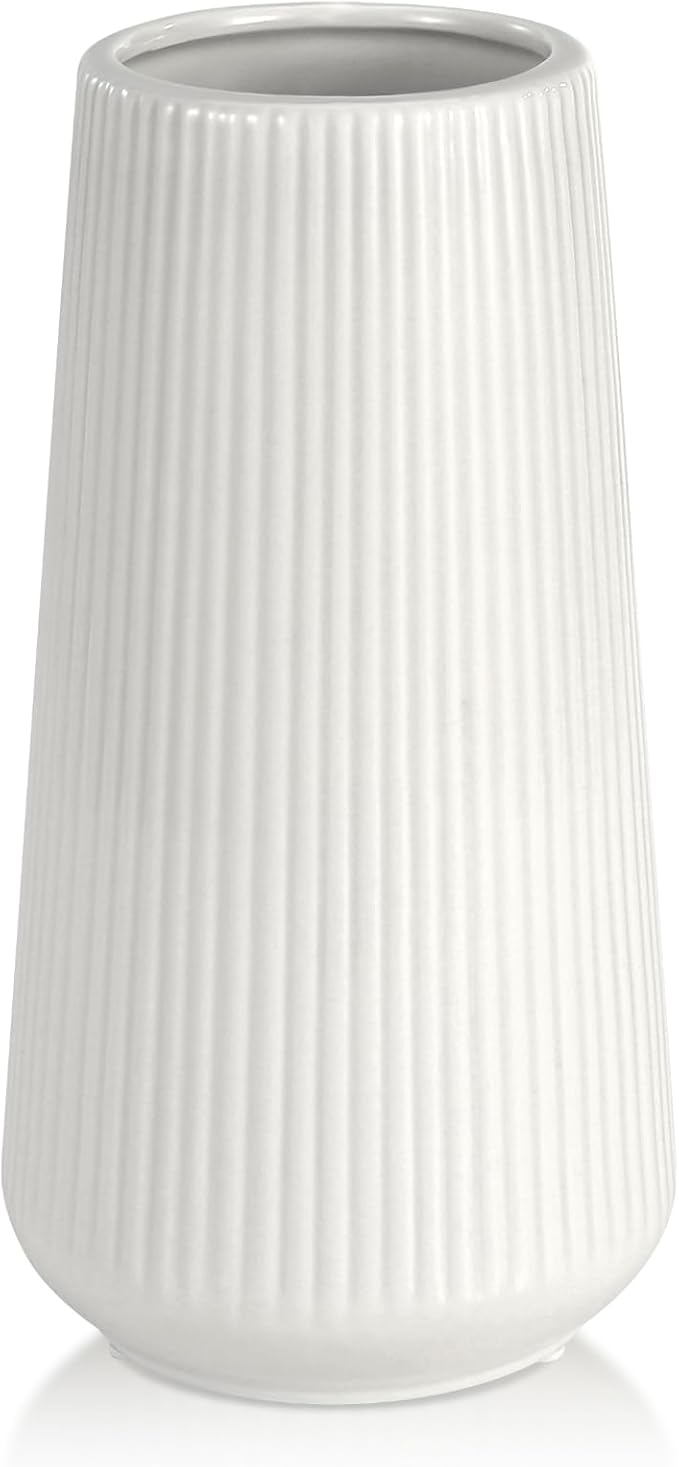 White Ceramic Vase, GUKJOB Small Cute Flower Vase by GUKJOB