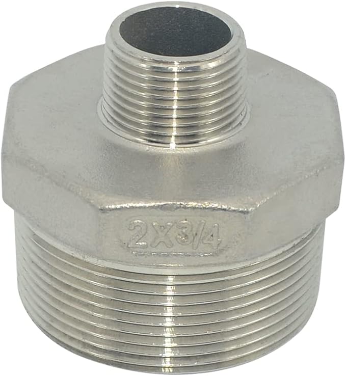 2" x 3/4" Male Threaded Reducing Nipple Fitting/Adapter, Stainless Steel SS304 by Megairon