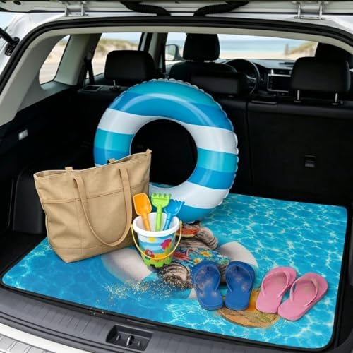 ELEQIN Trunk Mats for SUV Sedan Truck Pool Vacation Cat Print Car Cargo Liner - Image 2