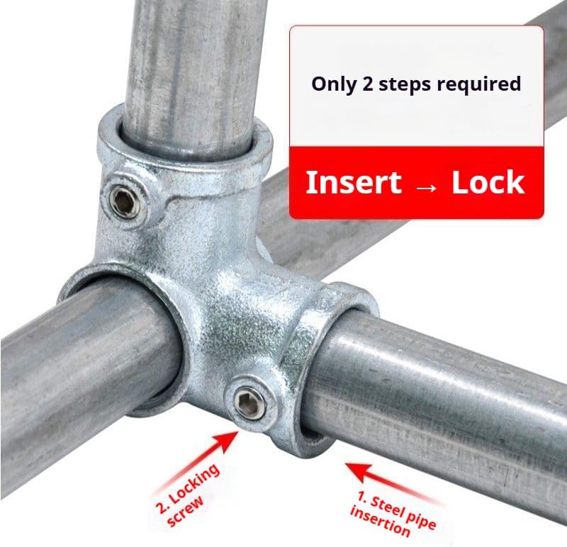 4Pcs Galvanized Pipe Fittings Single Socket Tee Steel Pipe Pipe Clamps Fits 1 - Image 4