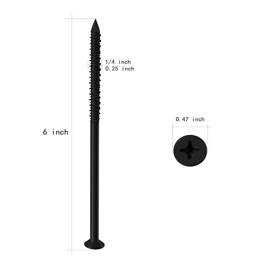 WenSilon 1/4" x6 Black Concrete Screw Anchor Black Flat Head - Image 2
