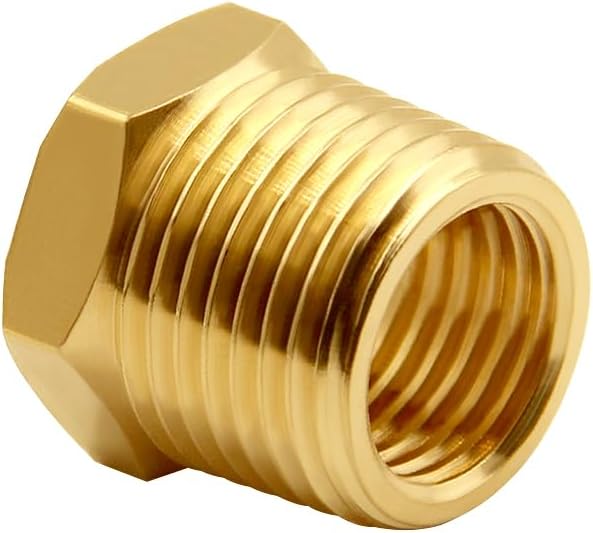 Uenede Brass 3/8" NPT Male to 1/4" NPT Female Reducer Bushing - Image 3