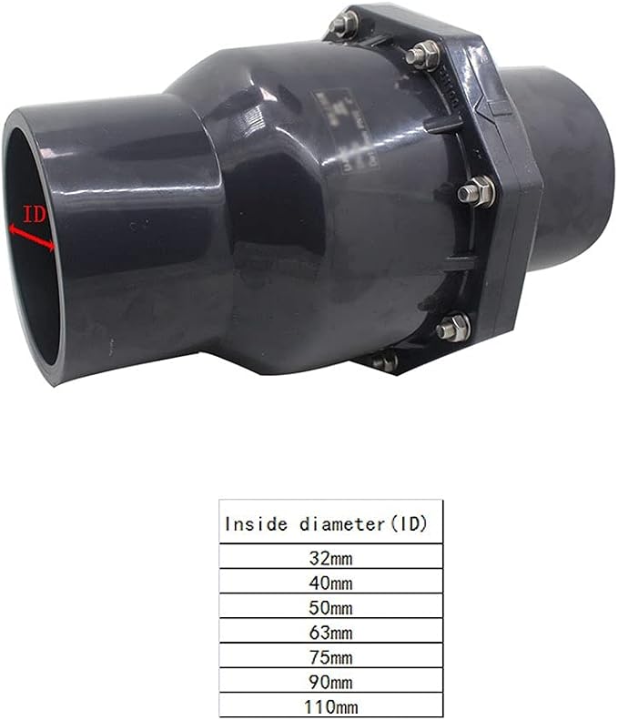 ETomey Check Valve, ID 20 25 32 40 50 63 75 90 110 125 160 200mm Sewer Drain - Image 3