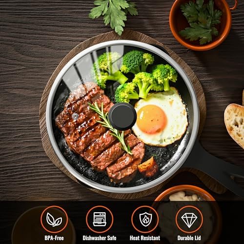 Tempered Glass Lids for Pots and Pans, Cast Iron Skillet Lid 10.5 Inch - Image 5