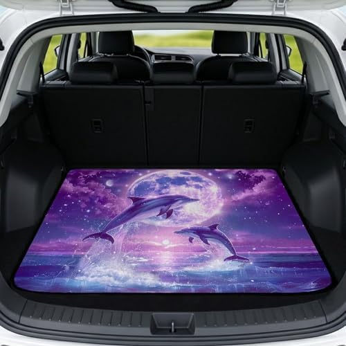 Purple Moon Dolphin Pet Friendly Trunk Mat 29"x39" by Darisoco