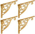 Gold Heavy Duty Shelf Brackets 8 x 5.5 Inch, Rustic Gold Iron L Shelf Bracket by khtumeware