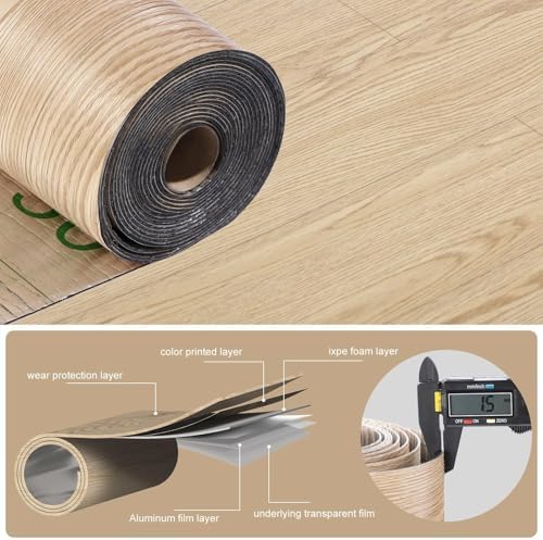 3D Peel and Stick Vinyl Floor Tile Roll Wood Plank Sticker 15.75"x 79"/8.6 Sq.Ft - Image 5