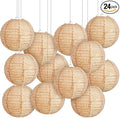 24 Pcs Print Burlap Paper Lanterns Classroom Decor, 8 Inch | Boho Hanging Decor by Hortsun