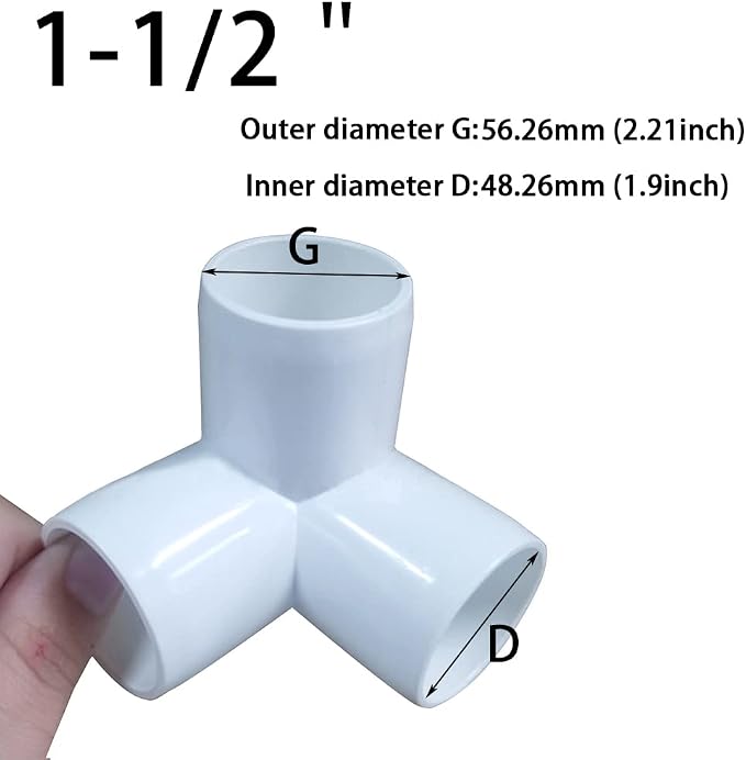 1-1/2“ Tee PVC Fitting 3 Way Elbow Connector, Furniture Grade 90 Degree Elbow - Image 2