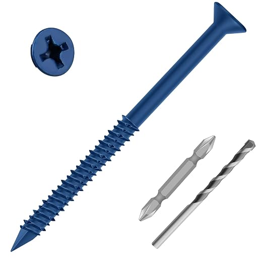 1/4" x 2-1/4" Concrete Screw Anchor Blue Flat Head Screws by Etauwe