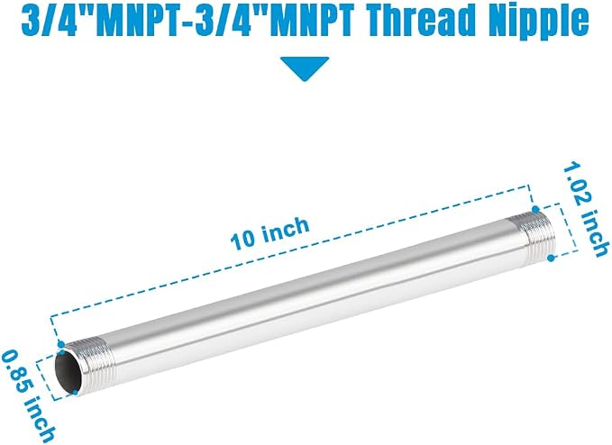 Quickun 304 Stainless Steel Pipe Fitting, 3/4" NPT x 3/4" NPT Male Malleable - Image 2