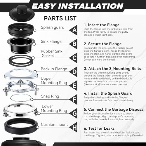 Garbage Disposal Flange Kit, Fit 3 1/2" Sink Drain Hole - Image 6