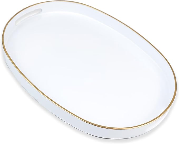 White Oval Decorative Tray by Omuriko