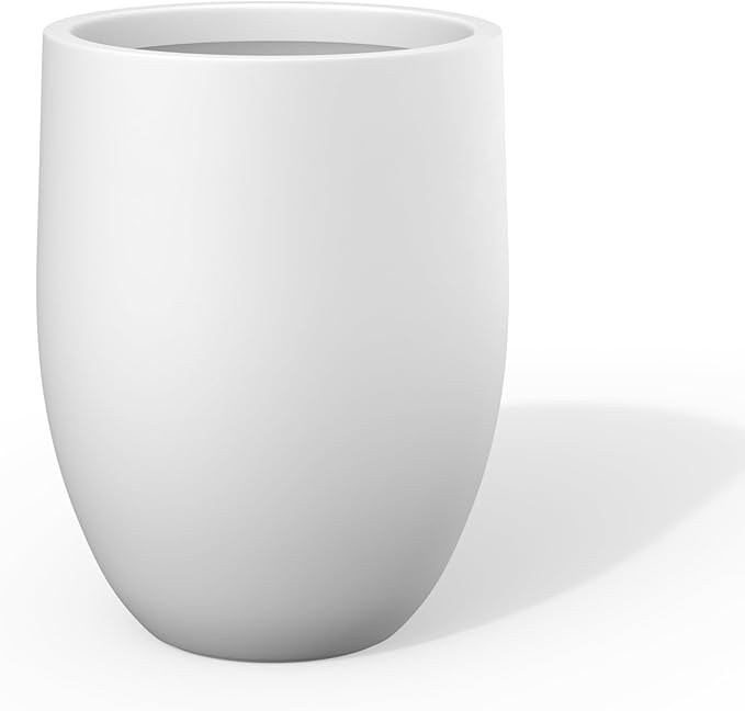 Kante White Concrete Planter 21.7" Tall All-Weather Round Large Pot by Unknown