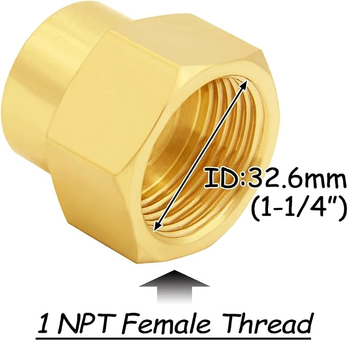 Uenede Brass 3/4" NPT Female to 1" NPT Female Reducer Adapter - Image 2