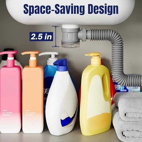 Bathroom Sink Drain Kit with Clear Bottle Trap and Flexible Water Seal Pipe - Image 6