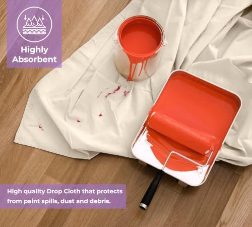 Canvas Drop Cloth for Painting 4x15 feet Pack of 2-8oz Painters Drop Cloths for - Image 2