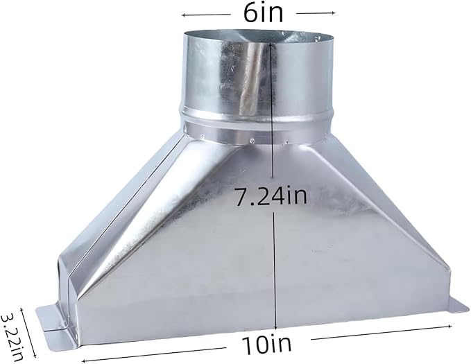 3 1/4-Inch x 10-Inch to 6-Inch Diameter Galvanized Rectangular to Round Duct - Image 3