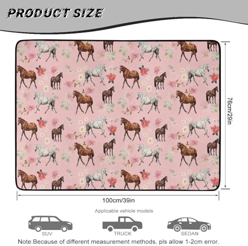 ELEQIN Pink Floral Horse SUV Trunk Mat Cargo Liner - Image 7